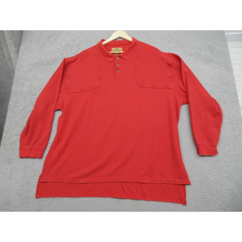 King Ranch 100% Cotton Polo Shirt Mens 2XL Red Long Sleeve Western Knit Casual